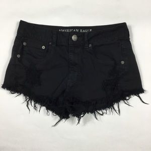 AEO Black Frayed Distressed Jean Shorts - Size 6